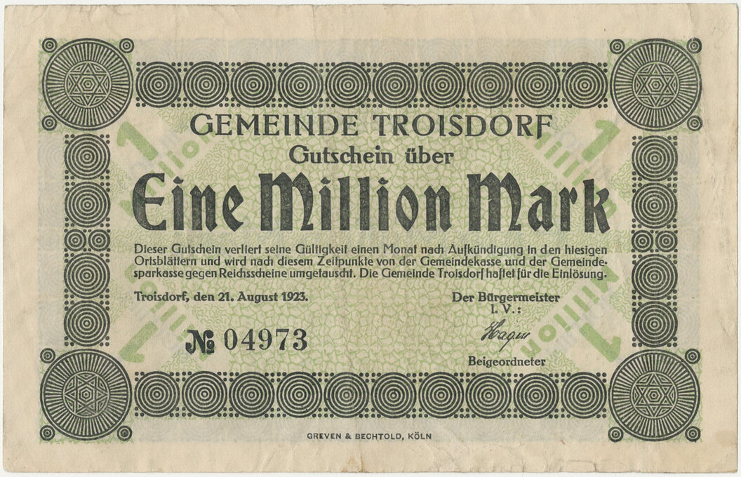 14. B-1923-08-21-Sammlung_Notgeld_Troisdorf_1mio_1