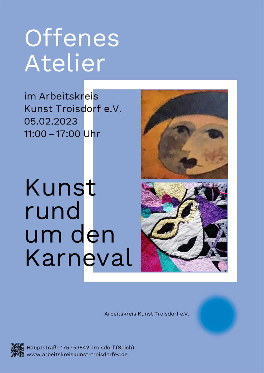 Rahmenplakat Arbeitskreis Kunst Troisdorf 05 02 2023 Karnevals-Ausstellung