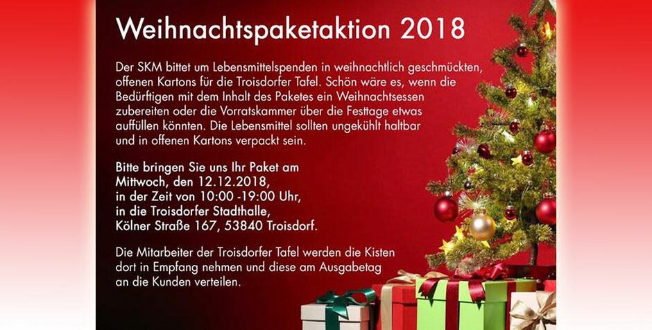 Troisdorf City Weihnachtspaketaktion 2018 Troisdorfer Tafel